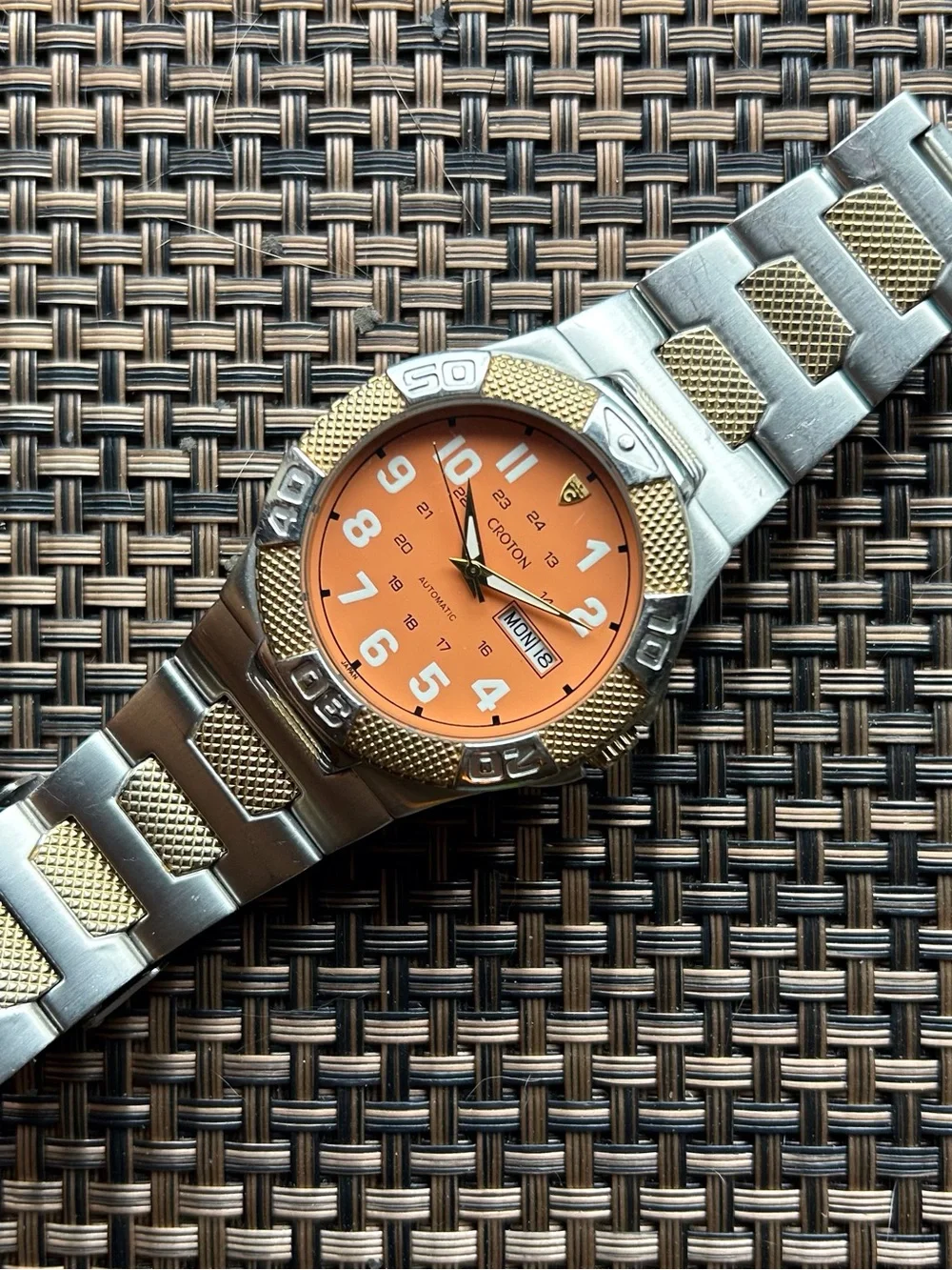 Croton Men’s Two-Tone Bracelet Watch with Orange Dial